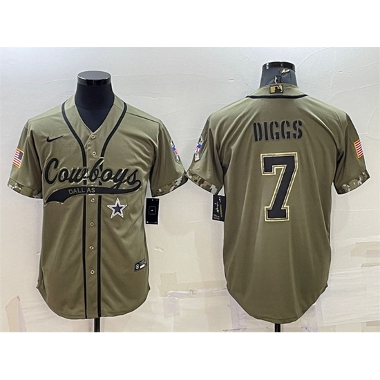 Men Dallas Cowboys 7 Trevon Diggs 2022 Olive Salute To Service Cool Base Stitched Baseball Jersey Men Dallas Cowboys 7 Trevon Diggs 2022 Olive Salute To Service Cool Base Stitched Baseball Jersey