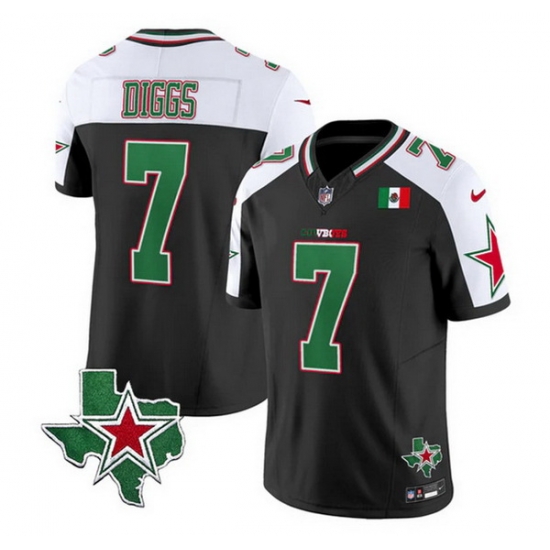 Men Dallas Cowboys 7 Trevon Diggs 2024 Mexico Black White F U S E Stitched Football Jersey Men Dallas Cowboys 7 Trevon Diggs 2024 Mexico Black White F U S E Stitched Football Jersey