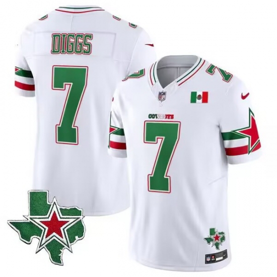 Men Dallas Cowboys 7 Trevon Diggs 2024 Mexico White F U S E Stitched Football Jersey Men Dallas Cowboys 7 Trevon Diggs 2024 Mexico White F U S E Stitched Football Jersey