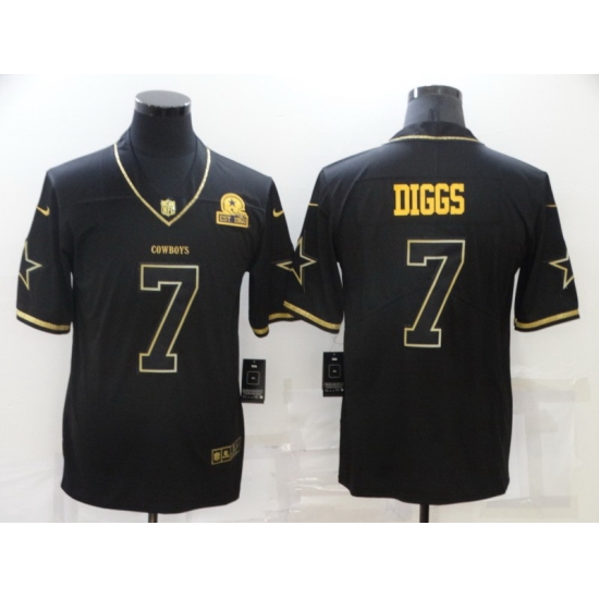 Men Dallas Cowboys 7 Trevon Diggs Black 60th Seasons Patch Golden Edition Stitched NFL Nike Limited Jersey Men Dallas Cowboys 7 Trevon Diggs Black 60th Seasons Patch Golden Edition Stitched NFL Nike Limited Jersey