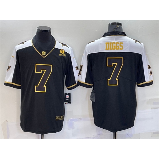 Men Dallas Cowboys 7 Trevon Diggs Black Gold Thanksgiving With Patch Stitched Jersey Men Dallas Cowboys 7 Trevon Diggs Black Gold Thanksgiving With Patch Stitched Jersey