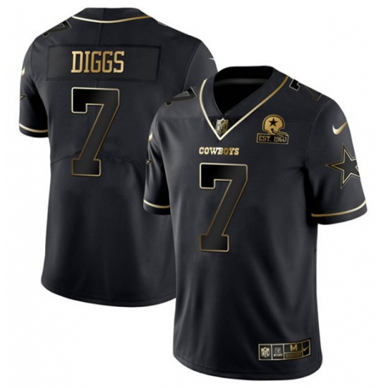 Men Dallas Cowboys 7 Trevon Diggs Black Golden Edition Limited Stitched Jersey Men Dallas Cowboys 7 Trevon Diggs Black Golden Edition Limited Stitched Jersey