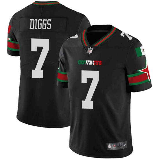 Men Dallas Cowboys 7 Trevon Diggs Black Mexico Vapor Limited Stitched Football Jersey Men Dallas Cowboys 7 Trevon Diggs Black Mexico Vapor Limited Stitched Football Jersey