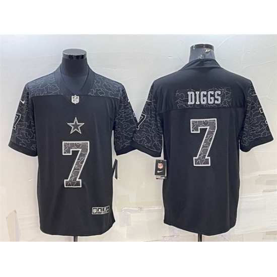 Men Dallas Cowboys 7 Trevon Diggs Black Reflective Limited Stitched Football Jersey Men Dallas Cowboys 7 Trevon Diggs Black Reflective Limited Stitched Football Jersey