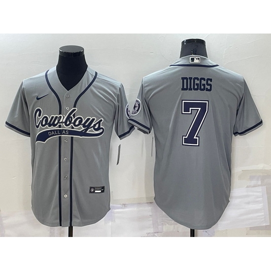 Men Dallas Cowboys 7 Trevon Diggs Grey Cool Base Stitched Baseball Jersey Men Dallas Cowboys 7 Trevon Diggs Grey Cool Base Stitched Baseball Jersey