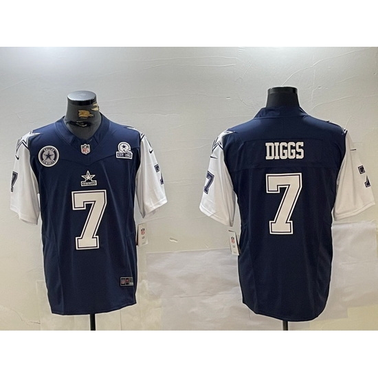 Men Dallas Cowboys 7 Trevon Diggs Navy 2023 F U S E With 1960 Patch Vapor Limited Stitched Football Jersey Men Dallas Cowboys 7 Trevon Diggs Navy 2023 F U S E With 1960 Patch Vapor Limited Stitched Football Jersey