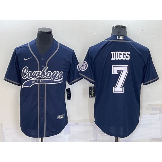 Men Dallas Cowboys 7 Trevon Diggs Navy Cool Base Stitched Baseball Jersey Men Dallas Cowboys 7 Trevon Diggs Navy Cool Base Stitched Baseball Jersey