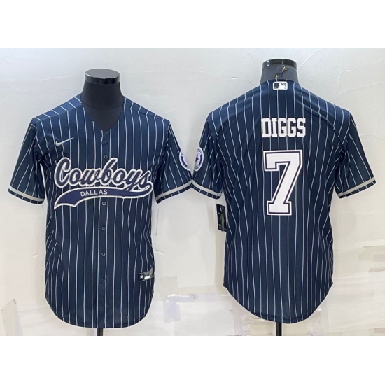 Men Dallas Cowboys 7 Trevon Diggs Navy With Patch Cool Base Stitched Baseball Jersey Men Dallas Cowboys 7 Trevon Diggs Navy With Patch Cool Base Stitched Baseball Jersey