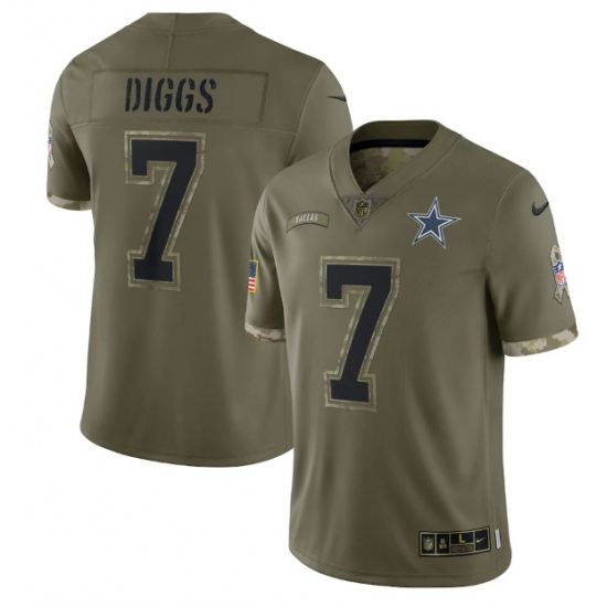 Men Dallas Cowboys 7 Trevon Diggs Olive 2022 Salute To Service Limited Stitched Jersey Men Dallas Cowboys 7 Trevon Diggs Olive 2022 Salute To Service Limited Stitched Jersey
