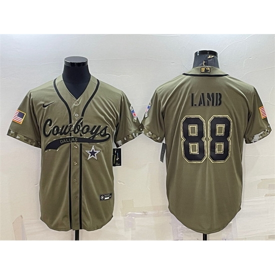 Men Dallas Cowboys 88 CeeDee Lamb 2022 Olive Salute To Service Cool Base Stitched Baseball Jersey Men Dallas Cowboys 88 CeeDee Lamb 2022 Olive Salute To Service Cool Base Stitched Baseball Jersey