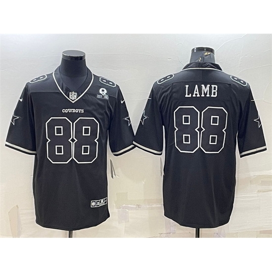 Men Dallas Cowboys 88 CeeDee Lamb Black With 1960 Patch Limited Stitched Football Jersey Men Dallas Cowboys 88 CeeDee Lamb Black With 1960 Patch Limited Stitched Football Jersey