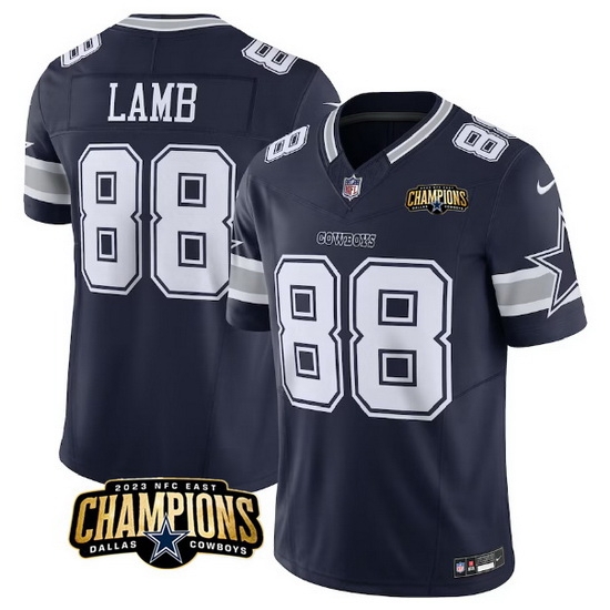 Men Dallas Cowboys 88 CeeDee Lamb Navy 2023 F U S E NFC East Champions Patch Stitched Football Jersey Men Dallas Cowboys 88 CeeDee Lamb Navy 2023 F U S E NFC East Champions Patch Stitched Football Jersey