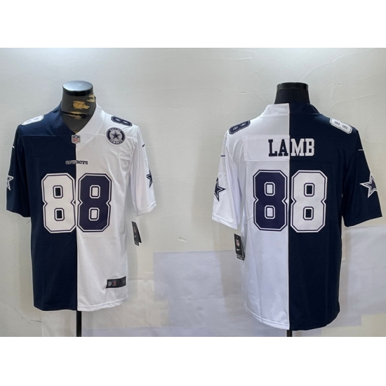 Men Dallas Cowboys 88 CeeDee Lamb Navy And White Split Stitched Jersey 1 Men Dallas Cowboys 88 CeeDee Lamb Navy And White Split Stitched Jersey 1