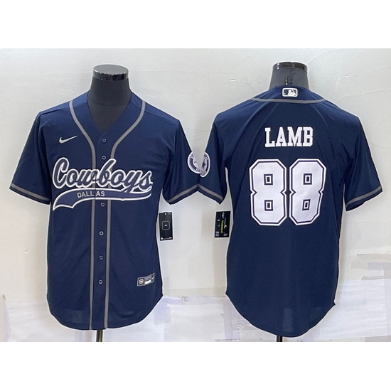Men Dallas Cowboys 88 CeeDee Lamb Navy Cool Base Stitched Baseball Jersey Men Dallas Cowboys 88 CeeDee Lamb Navy Cool Base Stitched Baseball Jersey