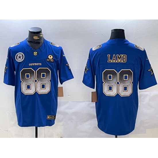 Men Dallas Cowboys 88 CeeDee Lamb Royal F U S E With Established In 1960 Patch Stitched Football Jersey 1 Men Dallas Cowboys 88 CeeDee Lamb Royal F U S E With Established In 1960 Patch Stitched Football Jersey 1