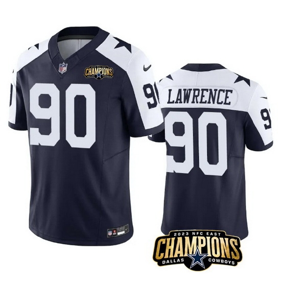 Men Dallas Cowboys 90 DeMarcus Lawrence Navy White 2023 F U S E NFC East Champions Patch Stitched Football Jersey Men Dallas Cowboys 90 DeMarcus Lawrence Navy White 2023 F U S E NFC East Champions Patch Stitched Football Jersey