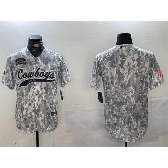 Men Dallas Cowboys Blank 2024 Arctic Camo Salute To Service Stitched Baseball Jersey Men Dallas Cowboys Blank 2024 Arctic Camo Salute To Service Stitched Baseball Jersey