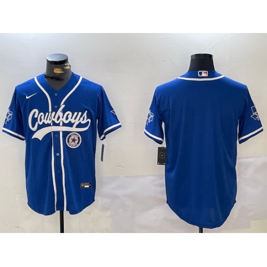 Men Dallas Cowboys Blank Royal With Patch Cool Base Stitched Baseball Jersey 3 Men Dallas Cowboys Blank Royal With Patch Cool Base Stitched Baseball Jersey 3