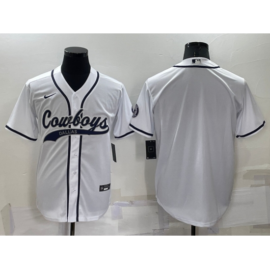 Men Dallas Cowboys Blank White Cool Base Stitched Baseball Jersey Men Dallas Cowboys Blank White Cool Base Stitched Baseball Jersey