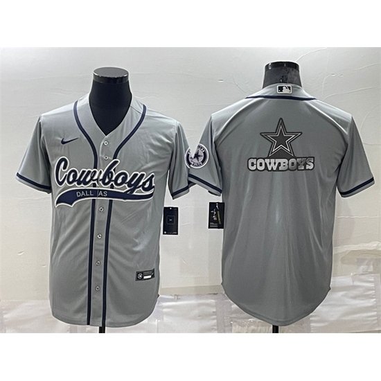 Men Dallas Cowboys Grey Team Big Logo With Patch Cool Base Stitched Baseb Men Dallas Cowboys Grey Team Big Logo With Patch Cool Base Stitched Baseb