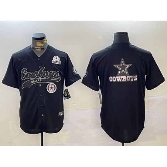 Men Dallas Cowboys Team Big Logo Black With Patch Cool Base Stitched Baseball Jersey 17 Men Dallas Cowboys Team Big Logo Black With Patch Cool Base Stitched Baseball Jersey 17