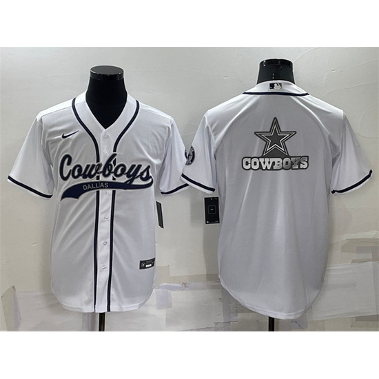Men Dallas Cowboys White Team Big Logo With Patch Cool Base Stitched Baseball Jersey Men Dallas Cowboys White Team Big Logo With Patch Cool Base Stitched Baseball Jersey