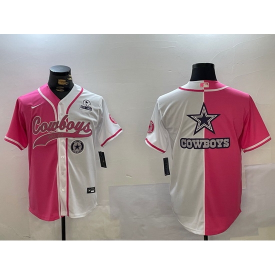 Men Dallas Cowboys big logo Red White With Patch Cool Base Stitched Baseball Jersey 5 Men Dallas Cowboys big logo Red White With Patch Cool Base Stitched Baseball Jersey 5