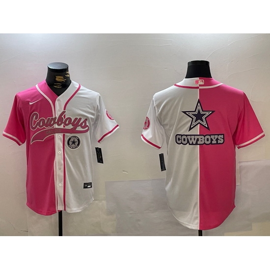 Men Dallas Cowboys big logo Red White With Patch Cool Base Stitched Baseball Jersey 7 Men Dallas Cowboys big logo Red White With Patch Cool Base Stitched Baseball Jersey 7