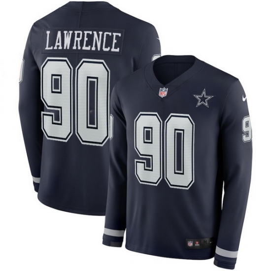 Men Nike Cowboys 90 Demarcus Lawrence Navy Therma Long Sleeve Jersey Men Nike Cowboys 90 Demarcus Lawrence Navy Therma Long Sleeve Jersey