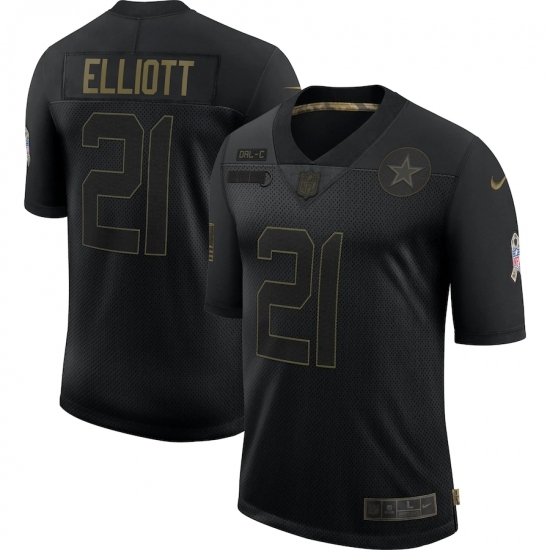 Men's Dallas Cowboys #21 Ezekiel Elliott Black 2020 Salute To Service Limited Jersey Men's Dallas Cowboys #21 Ezekiel Elliott Black 2020 Salute To Service Limited Jersey