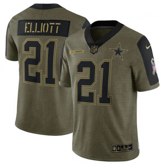 Men's Dallas Cowboys Ezekiel Elliott Nike Olive 2021 Salute To Service Limited Player Jersey Men's Dallas Cowboys Ezekiel Elliott Nike Olive 2021 Salute To Service Limited Player Jersey