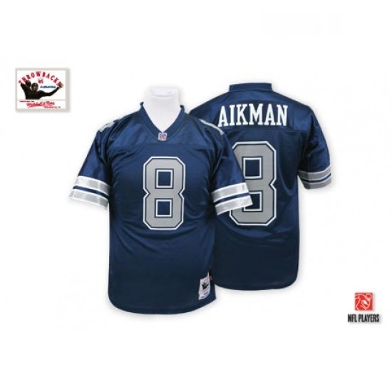 Mens Mitchell and Ness Dallas Cowboys 8 Troy Aikman Authentic Navy Blue Throwback NFL Jersey Mens Mitchell and Ness Dallas Cowboys 8 Troy Aikman Authentic Navy Blue Throwback NFL Jersey