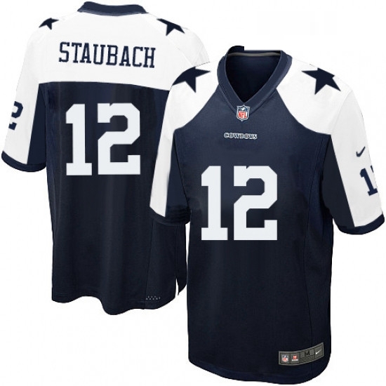 Mens Nike Dallas Cowboys 12 Roger Staubach Game Navy Blue Throwback Alternate NFL Jersey Mens Nike Dallas Cowboys 12 Roger Staubach Game Navy Blue Throwback Alternate NFL Jersey