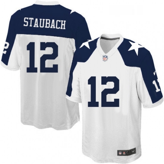 Mens Nike Dallas Cowboys 12 Roger Staubach Game White Throwback Alternate NFL Jersey Mens Nike Dallas Cowboys 12 Roger Staubach Game White Throwback Alternate NFL Jersey