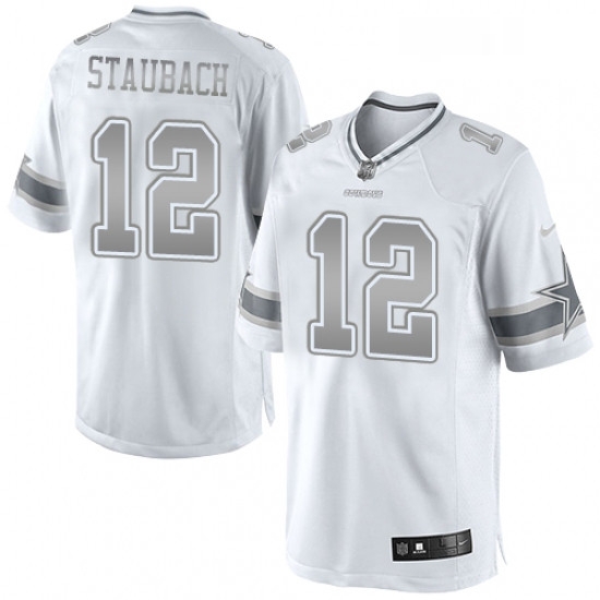 Mens Nike Dallas Cowboys 12 Roger Staubach Limited White Platinum NFL Jersey Mens Nike Dallas Cowboys 12 Roger Staubach Limited White Platinum NFL Jersey