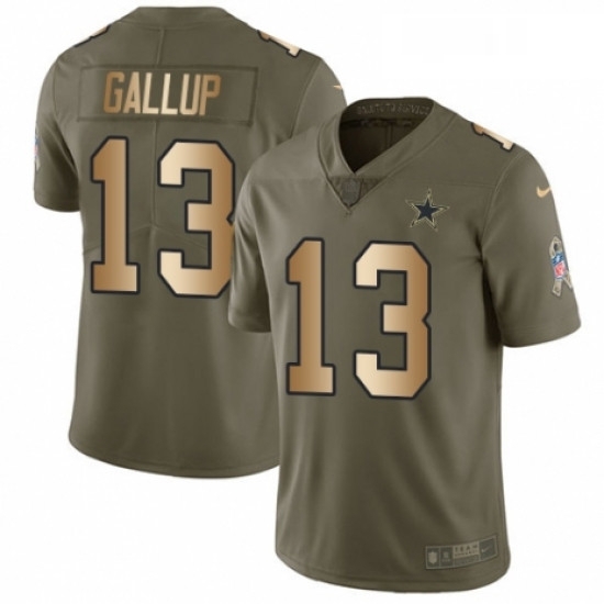 Mens Nike Dallas Cowboys 13 Michael Gallup Limited OliveGold 2017 Salute to Service NFL Jersey Mens Nike Dallas Cowboys 13 Michael Gallup Limited OliveGold 2017 Salute to Service NFL Jersey