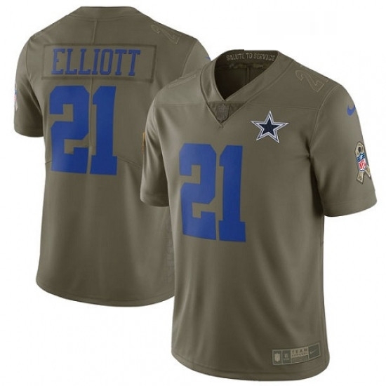 Mens Nike Dallas Cowboys 21 Ezekiel Elliott Limited Olive 2017 Salute to Service NFL Jersey Mens Nike Dallas Cowboys 21 Ezekiel Elliott Limited Olive 2017 Salute to Service NFL Jersey