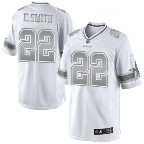Mens Nike Dallas Cowboys 22 Emmitt Smith Limited White Platinum NFL Jersey Mens Nike Dallas Cowboys 22 Emmitt Smith Limited White Platinum NFL Jersey