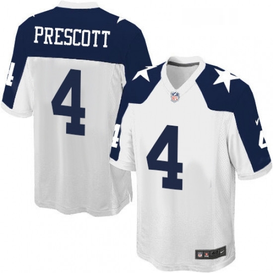 Mens Nike Dallas Cowboys 4 Dak Prescott Game White Throwback Alternate NFL Jersey Mens Nike Dallas Cowboys 4 Dak Prescott Game White Throwback Alternate NFL Jersey