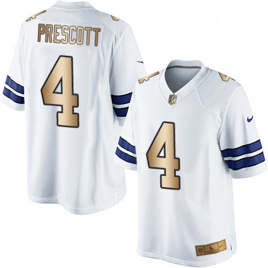Mens Nike Dallas Cowboys 4 Dak Prescott Limited WhiteGold NFL Jersey Mens Nike Dallas Cowboys 4 Dak Prescott Limited WhiteGold NFL Jersey