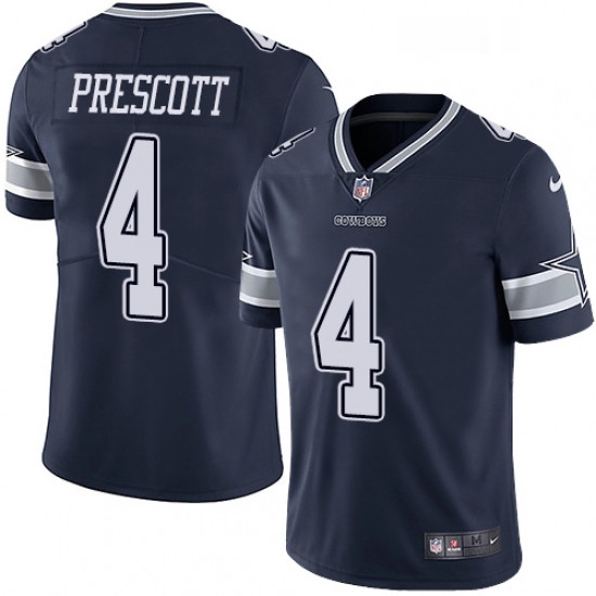 Mens Nike Dallas Cowboys 4 Dak Prescott Navy Blue Team Color Vapor Untouchable Limited Player NFL Jersey Mens Nike Dallas Cowboys 4 Dak Prescott Navy Blue Team Color Vapor Untouchable Limited Player NFL Jersey