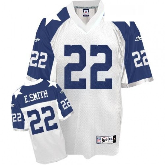 Mens Reebok Dallas Cowboys 22 Emmitt Smith Authentic White Thanksgiving Throwback NFL Jersey Mens Reebok Dallas Cowboys 22 Emmitt Smith Authentic White Thanksgiving Throwback NFL Jersey