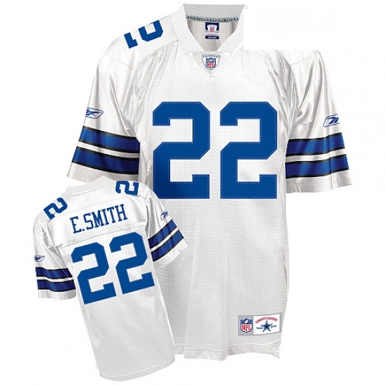 Mens Reebok Dallas Cowboys 22 Emmitt Smith Authentic White Throwback NFL Jersey Mens Reebok Dallas Cowboys 22 Emmitt Smith Authentic White Throwback NFL Jersey