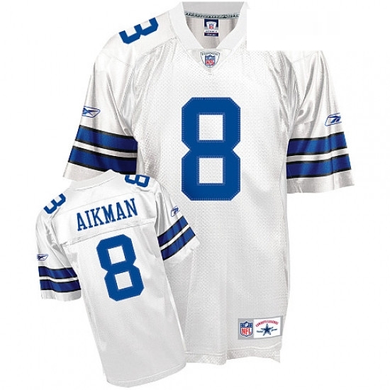 Mens Reebok Dallas Cowboys 8 Troy Aikman Authentic White Throwback NFL Jersey Mens Reebok Dallas Cowboys 8 Troy Aikman Authentic White Throwback NFL Jersey