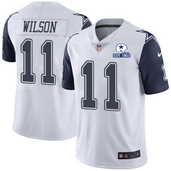 Nike Cowboys 11 Cedrick Wilson White Men Stitched With Established In 1960 Patch NFL Limited Rush Jersey Nike Cowboys 11 Cedrick Wilson White Men Stitched With Established In 1960 Patch NFL Limited Rush Jersey