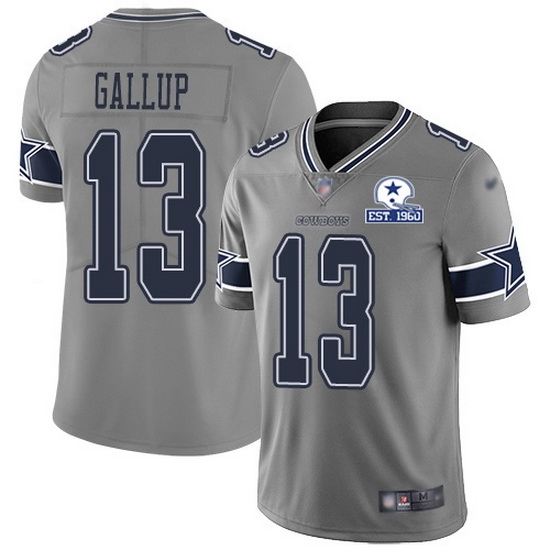 Nike Cowboys 13 Michael Gallup Gray Men Stitched With Established In 1960 Patch NFL Limited Inverted Legend Jersey Nike Cowboys 13 Michael Gallup Gray Men Stitched With Established In 1960 Patch NFL Limited Inverted Legend Jersey