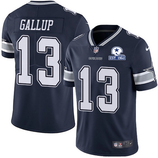 Nike Cowboys 13 Michael Gallup Navy Blue Team Color Men Stitched With Established In 1960 Patch NFL Vapor Untouchable Limited Jersey Nike Cowboys 13 Michael Gallup Navy Blue Team Color Men Stitched With Established In 1960 Patch NFL Vapor Untouchable Limited Jersey