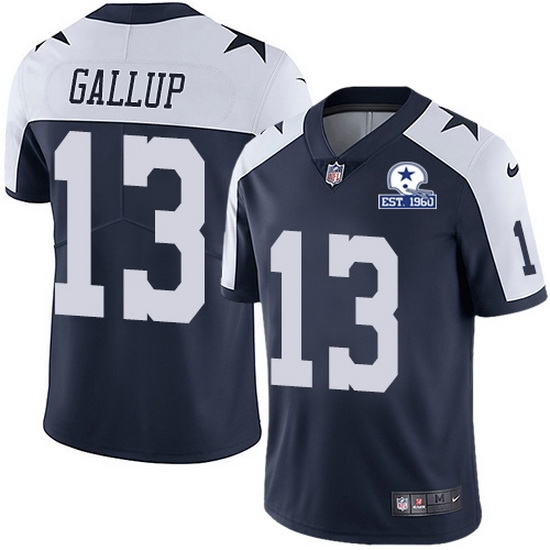 Nike Cowboys 13 Michael Gallup Navy Blue Thanksgiving Men Stitched With Established In 1960 Patch NFL Vapor Untouchable Limited Throwback Jersey Nike Cowboys 13 Michael Gallup Navy Blue Thanksgiving Men Stitched With Established In 1960 Patch NFL Vapor Untouchable Limited Throwback Jersey