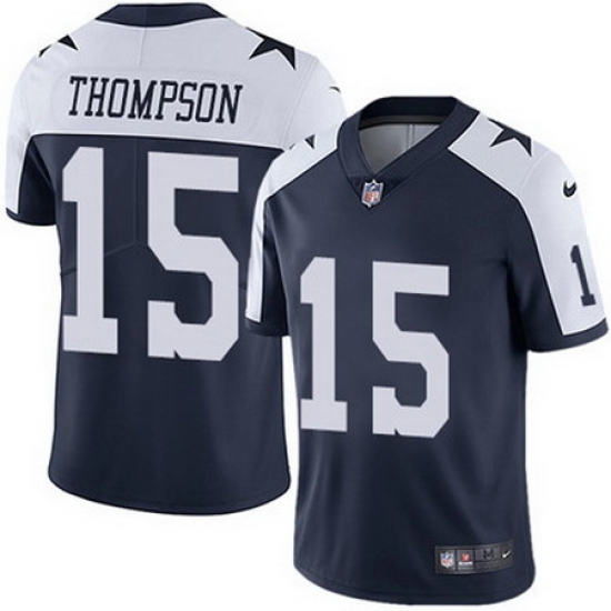 Nike Cowboys #15 Deonte Thompson Navy Blue Thanksgiving Mens Stitched NFL Vapor Untouchable Limited Throwback Jersey Nike Cowboys #15 Deonte Thompson Navy Blue Thanksgiving Mens Stitched NFL Vapor Untouchable Limited Throwback Jersey