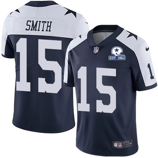 Nike Cowboys 15 Devin Smith Navy Blue Thanksgiving Men Stitched With Established In 1960 Patch NFL Vapor Untouchable Limited Throwback Jersey Nike Cowboys 15 Devin Smith Navy Blue Thanksgiving Men Stitched With Established In 1960 Patch NFL Vapor Untouchable Limited Throwback Jersey
